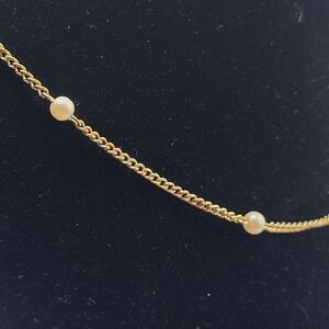 Dainty Minimlaist Simulated Pearl Gold Tone Choker Collar Necklace 14.5in